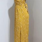 Forever 21 Women's Mustard Yellow Spotted Print Slit Maxi Dress Size S Photo 6