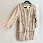 DKNY midi coat long blazer duster lightweight beige tan size medium women Photo 2