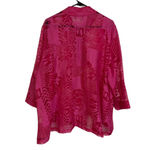 Moonlight  Y S Fashion Top Womens Plus Pink Floral Button Up Asym Sheer Career Photo 7