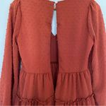 Altar'd State Altar’d State Terracotta Swiss Dot Long Sleeve V Neck Dress Size Small Photo 6