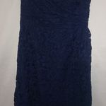 David's Bridal  Lapis Blue Strapless Lace Dress 0 Photo 0