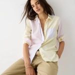 J.Crew NWOT  Classic-fit cotton poplin shirt cocktail stripe 10 Photo 0