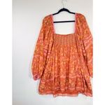 Free People  Womens Dress Orange Endless Afternoon Mini Floral Puffed Boho Large Photo 8