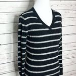 Merona  Black & Gray Striped V Neck Pullover Sweater Top Size Small Photo 7