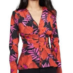 Veronica Beard  Pevero Silk Printed Floral Long Sleeve Blouse Size 10 $395 Photo 0