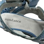 Sundance  Pampil Wedge Sandals Cut Out‎ Embroidered Leather Blue Size 39 US 8 Photo 10