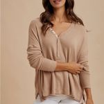 In Loom Women's Tan Henley Photo 1