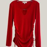 Fever Red Chain Ruched Scoop Neck Long Photo 2
