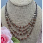1928 Brand Multi Strand Collar Necklace Bronze Color & Amber Orange Faceted Bead Brown Photo 1