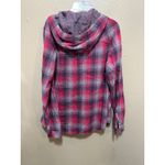 Columbia  Womens Plaid Hooded Shirt Button Down Long‎ Sleeve Pink Gray Medium Photo 2
