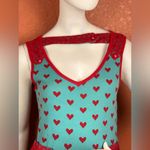 Voodoo Vixen Heart Patterned Dress with Red Accents Size Small. E73 Blue Photo 10