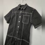 Proenza Schouler  Black Short Sleeve Collared Denim Dress Photo 3