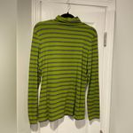 Lands' End  Size M Green Gray Stripe Long Sleeve Turtleneck Top Stretch Soft Photo 6