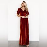 Baltic Born Meghan Terracota Velvet Wrap Maxi Dress Photo 4