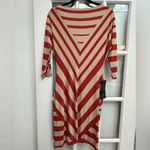 Bebe | Hyde Park Diamond Stripe Boatneck Fitted Dress Red Tan Size L Large NWT Photo 1