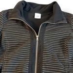 CAbi Sprint Athletic Black Stripe Jacket Zip Front Low Hem #3378 Size Med EUC Photo 3