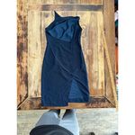 AQ/AQ Women's Blue Charcoal Draped Ruffled Front Slit Hestia Mini Dress Size 6 Photo 3
