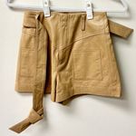 Intermix  Leather High Waisted Patch Pocket Belted Short Camel Women's Size 00 Photo 1