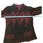 Free People Red Pink Brown Damask Cardigan Sweater Sz M wool blend rare find Photo 4