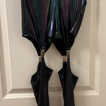 Lip service  Cult Iridescent Black Leggings with Suspenders Photo 0