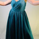 Azazie  Teal Maxi Dress with Spaghetti Straps Photo 9