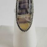 LARGE Fluorite Genuine Stone 925 Sterling Silver Ring Purple Photo 0