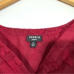 Torrid Harper Chiffon Red Sheer Floral 3/4 Sleeve Blouse Photo 3
