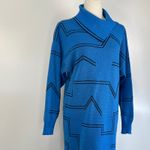 Vintage 80s Le Gaillard Acrylic Sweater Dress Blue Midi Size M Photo 4