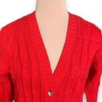 Vintage Copper Key Red Cable Knit Oversized Pocket Cardigan Sweater Grandpa Photo 3