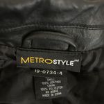 MetroStyle Black 100% Leather Blazer Jacket Women's Size 6 Long Sleeve 2 Buttons Photo 9