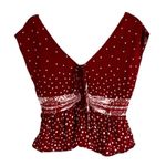 Free People  Babylon River Top Womens XS Red Polka Dot Smocked Peplum Boho Hippie Photo 1