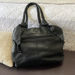 Audrey Brooke  Black Leather Handbag with Braided Shoulder Straps Photo 1