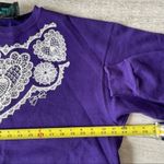 Vintage Purple Crewneck Sweatshirt White Lace Details 80’s Wild Cottagecore Gran Size XL Photo 3
