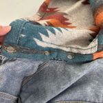 Aztec Denim‎ Jacket Hooded Western Print Raw Hem Oversized Womens 2XL Streetwear Blue Size XXL Photo 11