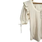 Anthropologie By Embroidered Elbow Puff-Sleeve Top size XL Cream Floral NWT Photo 3