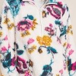 Anthropologie Small Rosemarie Hooded Sherpa Jacket Teddy Sweater Floral Photo 0