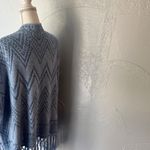 Ruby Rd . Blue Geometric Women's Poncho Photo 3