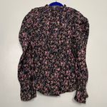 Free People  Meant To Be Blouse Floral Puff Sleeve Top Black Purple Women’s S Photo 2