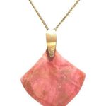 Kendra Scott Aislinn Pendant Pink Rhodonite and Gold Chain Necklace Photo 0