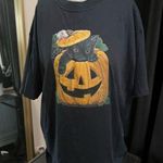 Soffe Vintage Halloween Black Cat Pumpkin Graphic Tee shirt Sofee Photo 0