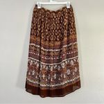 Alfred Dunner 🦋  Brown Flower Maxi Skirt 12P Vintage Drawstring Waist Photo 1