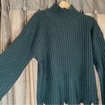 Moon River  Blue Distressed Ribbed Turtleneck Sweater Size Medium Wool Blend Photo 4