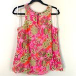 Lilly Pulitzer 50th Anniversary Jubilee Rohan pink silk top Multi Luscious Sz 6 Photo 2