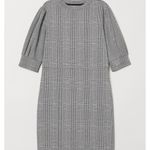 H&M Gray Plaid Puff Sleeve Short Sleeve Mini Dress Women's Size Medium Photo 0