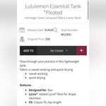 Lululemon Essential Tank Pleated Sz 8 Photo 5