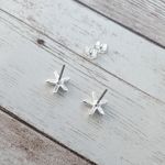 Dainty Silver Tone Starfish Earrings for Pierced Ears Photo 2