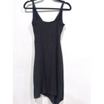 GOLDRAY Black Fraidy Size S Faux Wrap Knit Midi Dress Asymmetric Casual Basic Photo 9