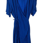 Leith ‎ Women's 4X Blue Polka Dot Short Sleeve Midi Wrap Dress Wedding Guest Photo 0