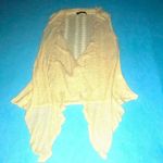 ORIGAMI by Vivien cream color knit sleeveless cardigan waterfall front size S Photo 0