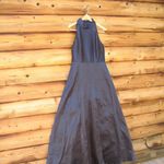 Monique Lhuillier High Neck Evening Gown Dress Navy Pockets Photo 6